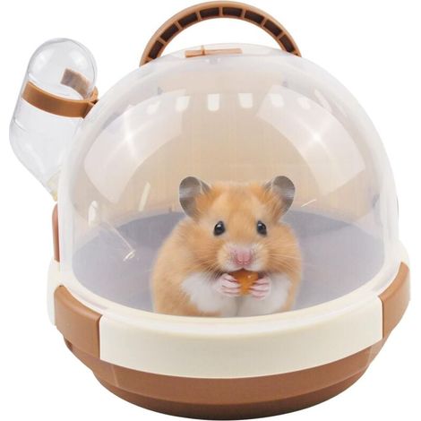 Cage de transport pour hamster, étui portable pour petits animaux avec bouteille d'eau, cage en plastique respirant pour cobayes de forme ouverte, convient aux hamsters nains, furets, chinchillas et h (1/4)