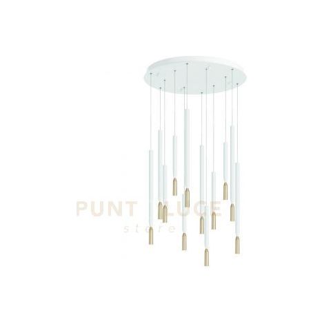 SOSPENSIONE MULTIPLA TUBIC 12 BIANCO ORO LED 3000K 5760LM 84W DIMMERABILE