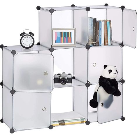 Estante de almacenamiento 9 taquillas con puertas modulares de plástico Enchufe de montaje DIY en librería transparente 130001190 (1/3)