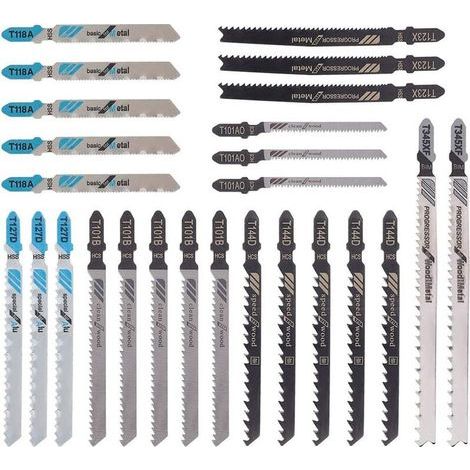 Lot de 25 Lames de Scie Sauteuse T118A / T144D / T101B/T123X / T101AO/T127D / T345XFpour Couper Métal/Bois/Plastique - Pour Bosch, Black & Decker, Makita, Dewalt - (25 pièces) (1/4)
