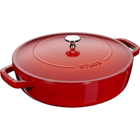 Staub deep braising pan with lid - 24 cm, Red