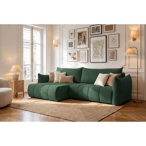 Ecksofa Schlafsofa ONTARIO in Stoff Poso Grün Ottomane Links (1/5)