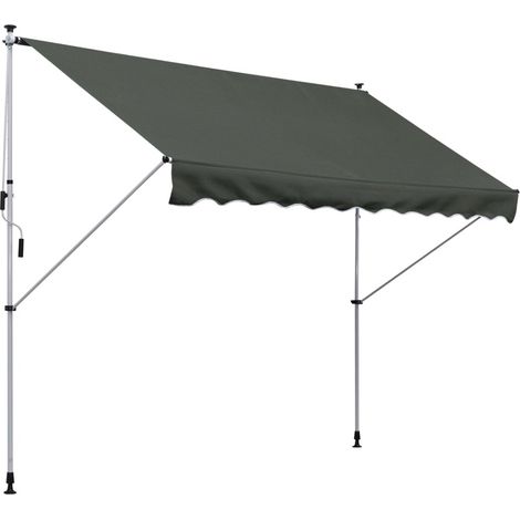 Tenda da sole autoportante 300 x 150 cm con manovella, struttura in metallo e telo grigio (1/5)