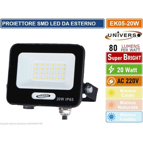 UNIVERSO EK05-20W-N FARO PROIETTORE SMD LED FLOODLIGHT 20W SLIM IP65 COLORE NERO - 3000K 4000K 6500K - Colore Luce:Bianco Naturale (1/3)
