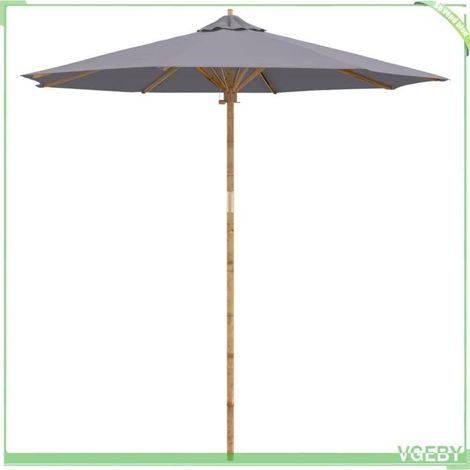 Parasol de jardin - FAFEICY - 4108087 - Gris foncé - Ø 270 cm - Bambou (1/5)