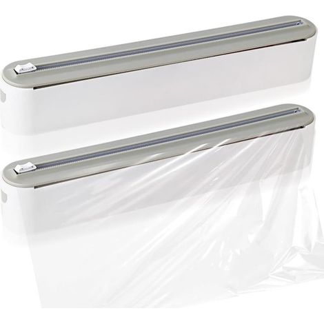 Magnetischer Frischhaltefolienspender, 2-teiliger Spender für Aluminiumfolie und Magnetfolie, verbesserter Wandschneider, Aufbewahrungsspender für Aluminiumfolie und Frischhaltefolie mit Schneidevorri (1/5)