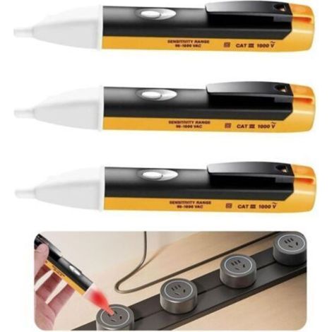 Ensemble de 3 détecteurs de tension sans contact, stylos de test électrique, sondes de puissance et détecteurs de rupture de fil (1/5)