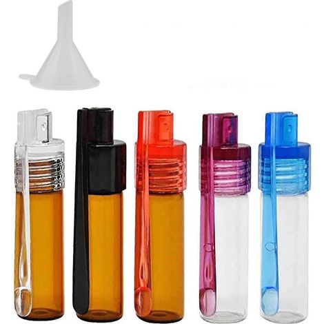 Flacon en verre avec cuillère de 51mm, lot de 5, pot de rangement à épices avec mini entonnoir, accessoire de poudre pour extérieur (1/5)