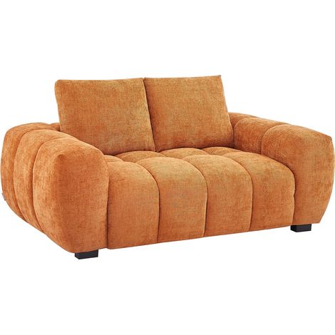 Canapé 2 places en tissu texturé terracotta BERENIA (1/4)