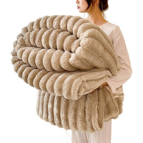 Couverture douillette, 200 x 230 cm couvre-lit couverture de canapé pour maman, femme et petite amie, Couverture Plaid,Kaki (1/5)