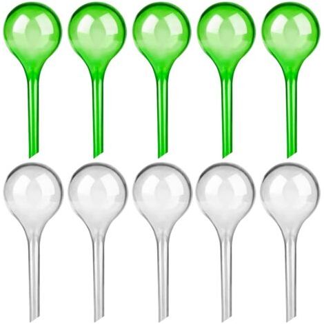 Set di 10 sfere per l'irrigazione automatica di piante da interno ed esterno (verdi e trasparenti) (1/5)