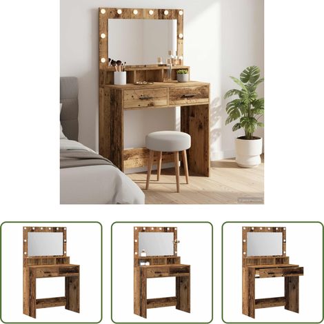 Schminktisch mit Regal -  Schminktisch mit Regal Altholz 79 x 41 x 135 cm Holzwerkstoff (1/5)
