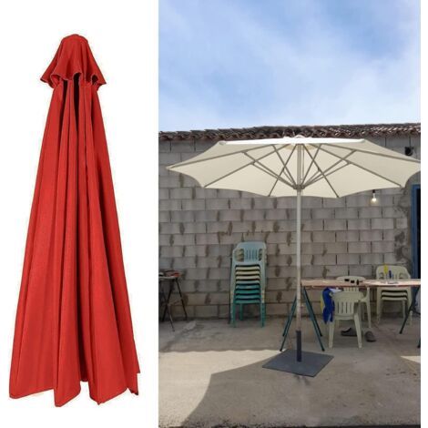 Housse de Rechange pour Parasol Déporté 3m - Imperméable, Anti-Ultraviolet - Tissu de Polyester Épais - Compatible avec Tout Parasol de Jardin - Avec Air Vent et 8 Baleines (1/4)