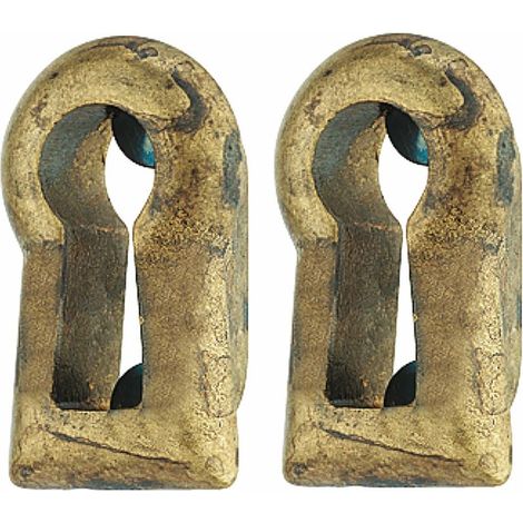 2x Douille de clé en laiton brun patiné à encastrer hauteur 24mm largeur 14mm Fixation de plaquette Entrée de clé Meuble Ancien Rénovation DIY (1/2)
