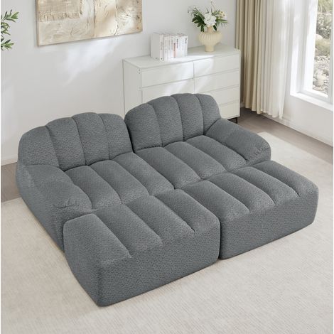 sofá modular 2 plazas con otomana granulado gris OKMYHOME (1/5)