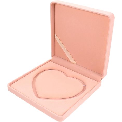 Boîte à Bijoux Cœur Rose en Velours, Rangement Colliers, Plateau (1/5)