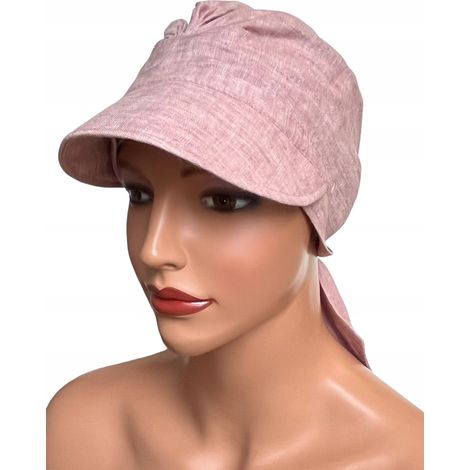 Écharpe en lin rose Tess avec visière, casquette simple, également après la chimiothérapie (1/5)