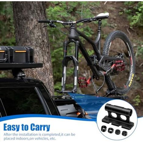 Support de fourche de vélo 2 pièces, support de fourche de toit de vélo de voiture, porte-fourche de vélo avec clip fixe, fourche de vélo en alliage d'aluminium, bloc de vélo polyvalent (1/4)