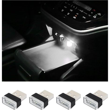 4-teilige USB-LED-Atmosphärenlampe für den Fahrzeuginnenraum, Plug-in-USB-Dekorlicht, universelles Fahrzeuginnenzubehör für die meisten Autos (weiß)