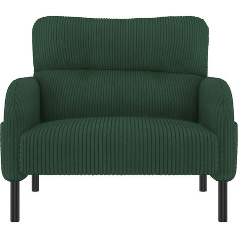 Fauteuil rembourré en tissu velours côtelé avec accoudoirs et poches latérales - structure métallique stable, 67x75x79 cm, pour salon et bureau (1/5)