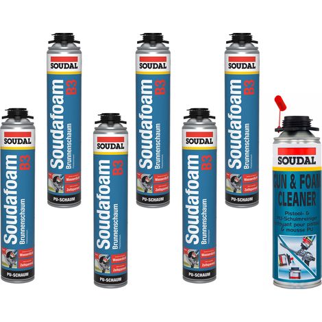 Soudal Soudafoam B3 Set, 6x 750ml, Pistolenschaum und Pistolenreiniger 500ml (1/5)