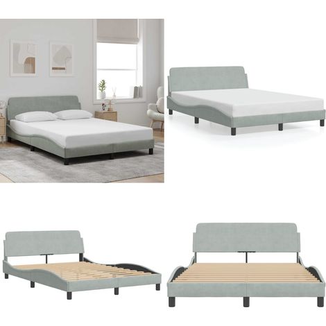 Bettgestell ohne Matratze Hellgrau 140x200 cm Samt - Samtbett - Doppelbett - Boxspringbetten - Bettsofa - Himmelbett - Home & Living