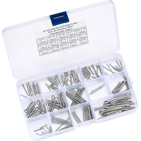 Coffret de Goupilles, Goupilles Fendues, Assortiment de Goupilles Clips - 150 Pcs/Argent (1/5)