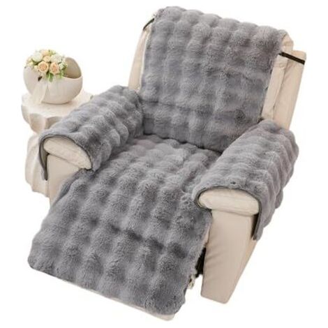 Housse de fauteuil en peluche douce, coussin de fauteuil, housses d'accoudoirs, nouvelle housse de fauteuil antidérapante, housse de fauteuil inclinable en fausse fourrure moelleuse ( (1/5)