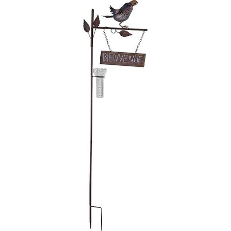 Pluviomètre oiseau "BIENVENUE" 37x15x136cm