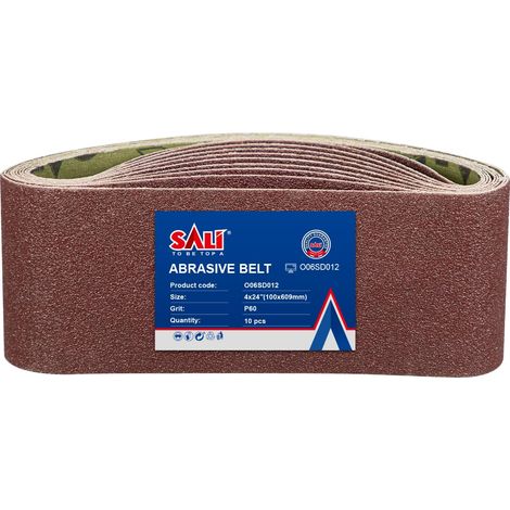 Lot de 10 bandes abrasives 100 x 610 mm - Grain 60 - Papier abrasif pour ponceuse à bande - Pour le ponçage, le lissage, l'affûtage et le décapage du bois et du métal (1/5)