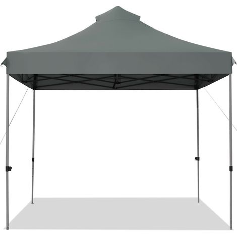 Barnum pliant gris 3 x 3 m en acier avec toit Oxford imperméable et 3 hauteurs réglables, sac à roulettes pour jardin, parc et fêtes (1/5)