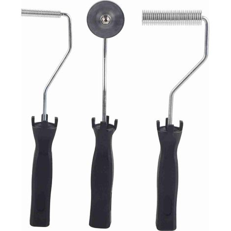 Glasfaser-Quetschwalze – 3er-Set – GFK/FRP-Blasenlaminierwalze – Ergonomischer ABS-Griff – Silbernes Aluminium – Größen: 10 mm, 21 mm, 50 mm