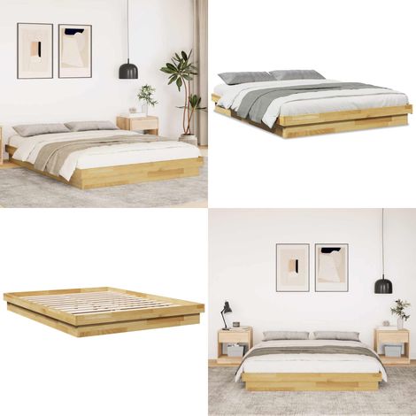 vidaXL Cadre de lit sans matelas 150x200 cm bois massif de chêne (1/5)