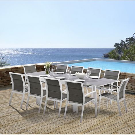 Gartenmöbel Set Modulo T 6/10 + F 10 Full Glas Weiß Wilsa Garden (1/5)