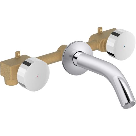 Pack mitigeur lavabo encastré 3 trous JACOB DELAFON Grands Boulevards chrome avec mécanisme complet (1/4)