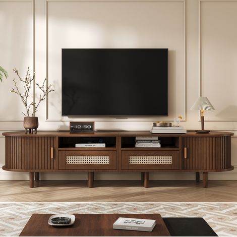 tv möbel schrank aufbewahrung oval 170 cm nussbaum HAVRYA (1/5)