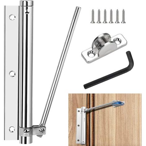 Cierrapuertas automático, cierrapuertas de resorte de aleación de aluminio, cierrapuertas hidráulico ajustable con 5 tornillos y llave Allen para puertas de hogar, oficina, interiores y exteriores (19 (1/5)