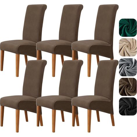 Stuhlhussen 6er Set für Esszimmerstühle, hochlehner, braun, waschbar (1/5)