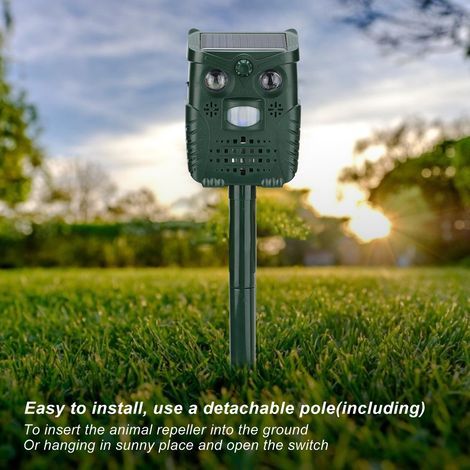 Répulsif solaire d'animal de clignotant de lumière blanche de bruit ultrasonique en plastique d'ABS pour le jardin de cour (1/5)