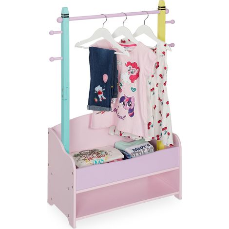 Relaxdays Perchero Burro Infantil, Colgador de Ropa para Niños, 2 Baldas, 100,5 x 71 x 30 cm, Colores Pastel, Multicolor