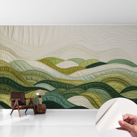 Carta da parati autoadesiva - impermeabile - murale da parete - decorazione murale - Colline di tessuto 416x254 cm (1/5)