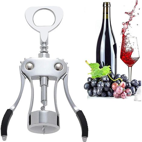 1 Tire-bouchon à ailettes,alliage de zinc,poignées ergonomiques,ouvre-bouteille vin et bière,usage domestique et professionnel (1/5)
