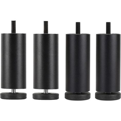 Pieds de meuble en aluminium anodisé – Hauteur 25 cm – Base ronde en ABS – Stabilité accrue pour canapés et tables basses - Black-25cm (1/5)