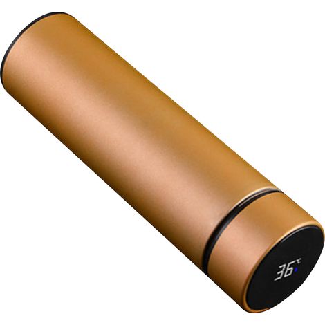 Bouteille isotherme de 500 ml, revêtement en acier inoxydable 304, fond en silicone, format portable, couleur or. (1/5)