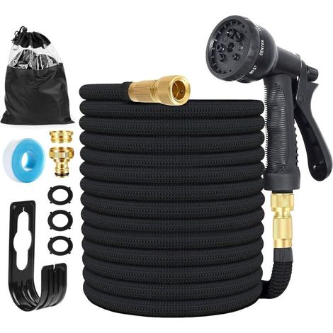 Tuyau d'arrosage Extensible avec 8 Modèles de Pulvérisation Convient aux Robinets de 1/2" et 3/4" Raccords Tuyau flexible et léger pour Jardin, Arrosage, Nettoyage avec Sac de Rangement