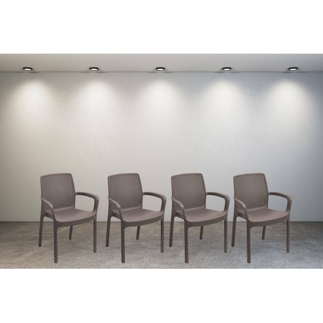 Dmora – Chaise de jardin effet rotin – Lot de 4 – Structure en polypropylène résistante – Dimensions 54x60x82cm – Imperméable et déperlant - 54x60h82 (1/3)