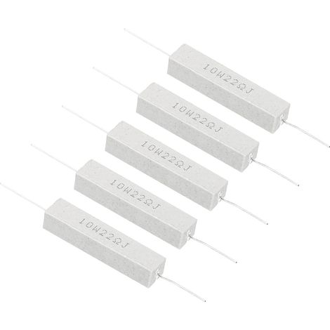 5Pcs 22 Ohm Resistors, Ceramic Cement Resistor Kit 10W, Tolerance 5% for Power Adapters, Audio, Computer, Tv Circuit Board (1/4)