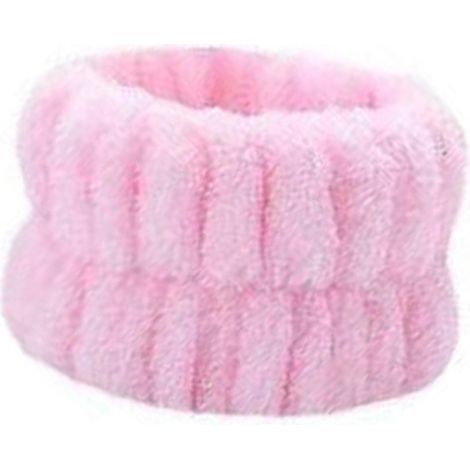 Bandeau lavage visage en flanelle absorbante, respirant, léger, doux pour la peau, rose, bracelet anti-éclaboussures pour toilette, lot de 1 (1/5)