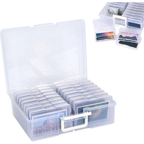 Boîte de rangement photo - 38 × 31 × 13 cm - Boîte de rangement photo transparente - Grande boîte de rangement photo transparente et anti-poussière (1/5)