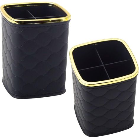 Organizador de pinceles con 4 compartimentos, negro, 12x9,5 cm
